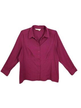 Como Woman Burgundy Stretch Career Blouse 1X